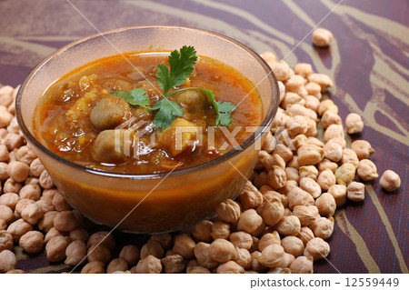 indian spicy chana masala with raw chickpeas 12559449