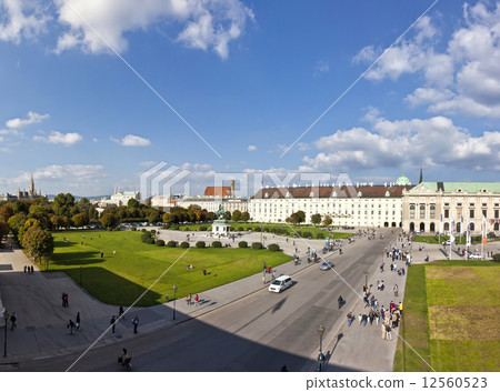 Panorama view at Volksgarten park and the Heldenplatz in Vienna Panorama view at Volksgarten park and the Heldenplatz in Vienna 12560523