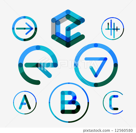 Logo set, thin line clean style Logo set, thin line clean style 12560580