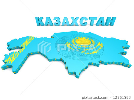 map illustration of Kazakhstan with flag 12561593