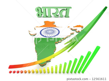 Map illustration of India with flag Map illustration of India with flag 12561611