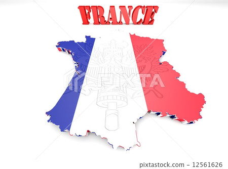 Map of France with flag colors. Map of France with flag colors. 12561626