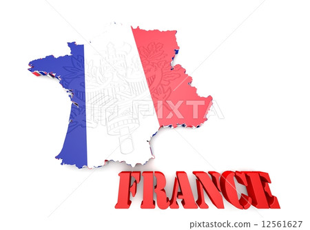 Map of France with flag colors. Map of France with flag colors. 12561627