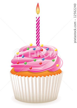 vector cupcake with burning candle 12562240