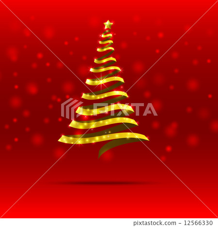 011-Gold ribbon  christmas tree 12566330