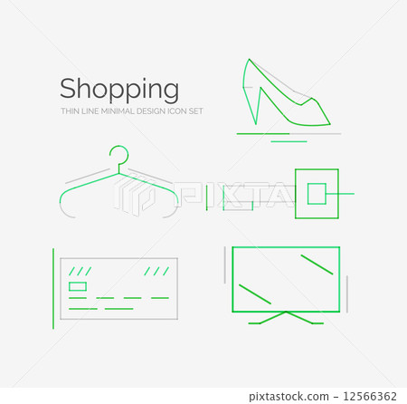 Outline design shopping icon set Outline design shopping icon set 12566362