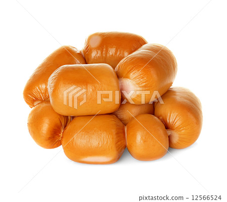 Boiled sausages isolated on white background 12566524