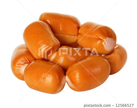 Boiled sausages isolated on white background 12566527