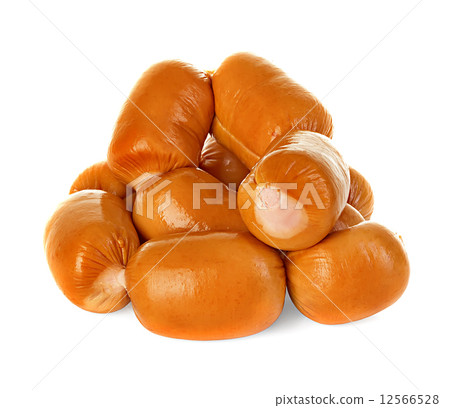 Boiled sausages isolated on white background 12566528
