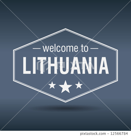 welcome to Lithuania hexagonal white vintage label welcome to Lithuania hexagonal white vintage label 12566784