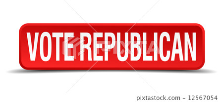 Vote republican red 3d square button isolated on white Vote republican red 3d square button isolated on white 12567054