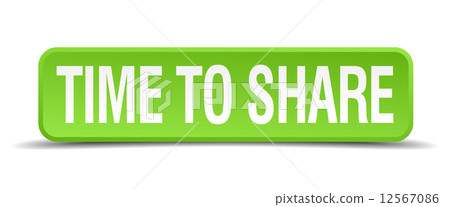 time to share green 3d realistic square isolated button 12567086