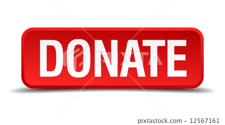 Donate red 3d square button isolated on white background 12567161