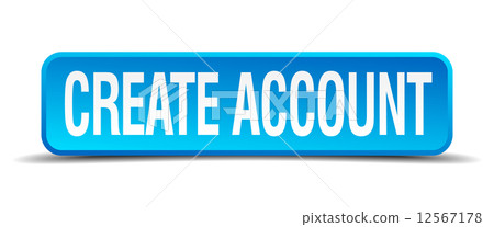 create account blue 3d realistic square isolated button 12567178