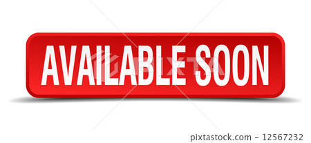 available soon red three-dimensional square button isolated on white background 12567232