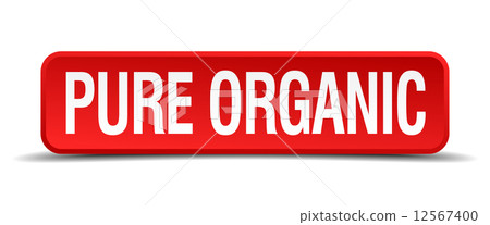pure organic red 3d square button isolated on white 12567400