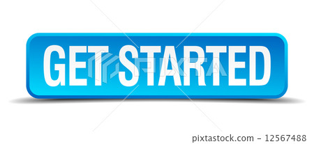 get started blue 3d realistic square isolated button 12567488