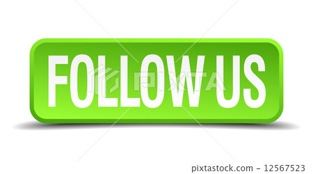 follow us green 3d realistic square isolated button follow us green 3d realistic square isolated button 12567523