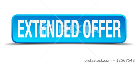 extended offer blue 3d realistic square isolated button extended offer blue 3d realistic square isolated button 12567548
