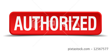 authorized red three-dimensional square button isolated on white background authorized red three-dimensional square button isolated on white background 12567577