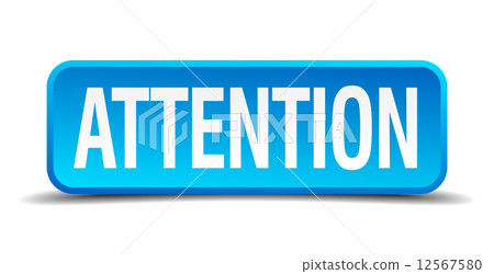 图库插图: attention blue 3d realistic square isolated button