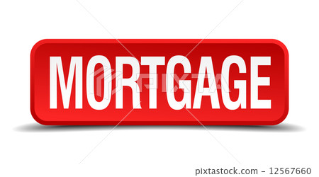 Mortgage red 3d square button isolated on white Mortgage red 3d square button isolated on white 12567660