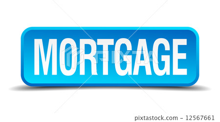 Mortgage blue 3d realistic square isolated button 12567661