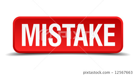 Mistake red 3d square button isolated on white Mistake red 3d square button isolated on white 12567663