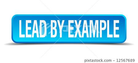 lead by example blue 3d realistic square isolated button 12567689