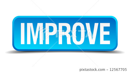 Improve blue 3d realistic square isolated button 12567705