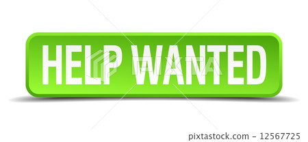 help wanted green 3d realistic square isolated button help wanted green 3d realistic square isolated button 12567725