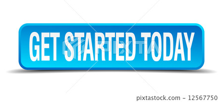 get started today blue 3d realistic square isolated button 12567750