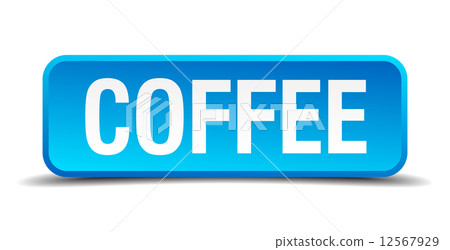 coffee blue 3d realistic square isolated button 12567929