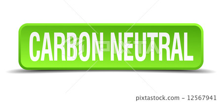 carbon neutral green 3d realistic square isolated button 12567941