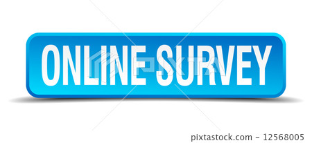 online survey blue 3d realistic square isolated button 12568005
