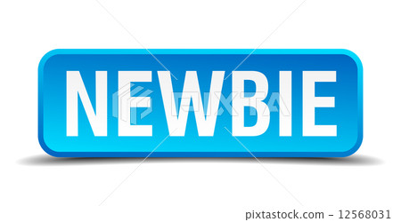 Newbie blue 3d realistic square isolated button 12568031