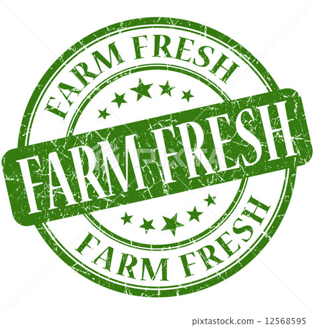 Farm fresh green round grungy vintage rubber stamp 12568595