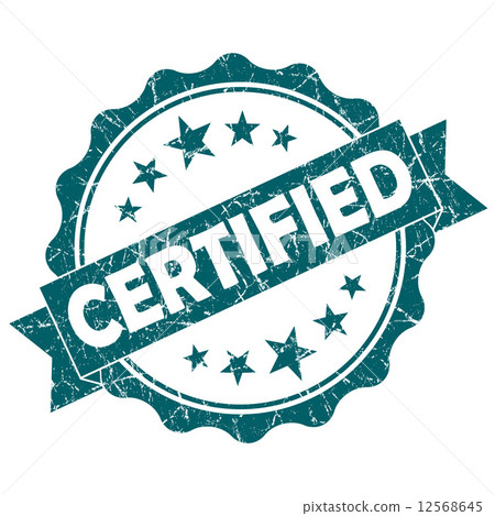 CERTIFIED turquoise vintage round grunge seal isolated on white background 12568645