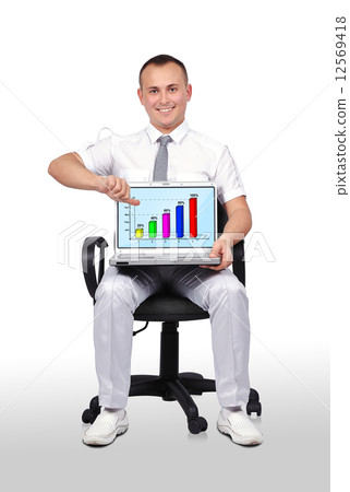 man and laptop with chart 12569418