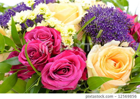 Colorful Flowers Bouquet Isolated on the White Background 12569856