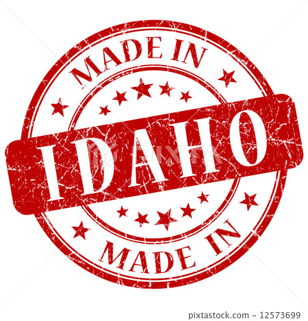 made in Idaho red round grunge isolated stamp 12573699