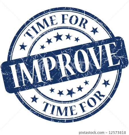 Time for improve blue round grungy vintage isolated rubber stamp 12573818