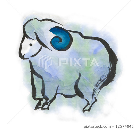 Unprinted card illustration ink painting (pastel blue) Unprinted card illustration ink painting (pastel blue) 12574045