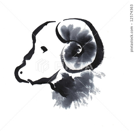 Unprinted card illustration ink painting_005 12574363