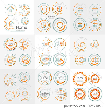 Thin line neat design large logo collection - Stock Illustration ...