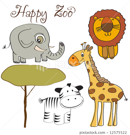 vector illustration of cute wild animal set including giraffe, z vector illustration of cute wild animal set including giraffe, z 12575522