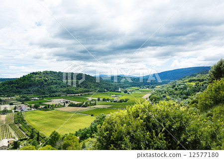 View on Provence village roof and landscape. 12577180