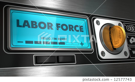 Labor Force on Display of Vending Machine. 12577743