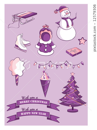 Set of New Year and Christmas items Set of New Year and Christmas items 12579306