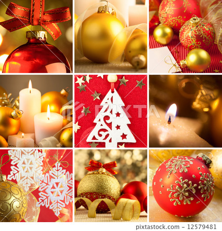 Set of Christmas Red and Golden  Backgrounds 12579481